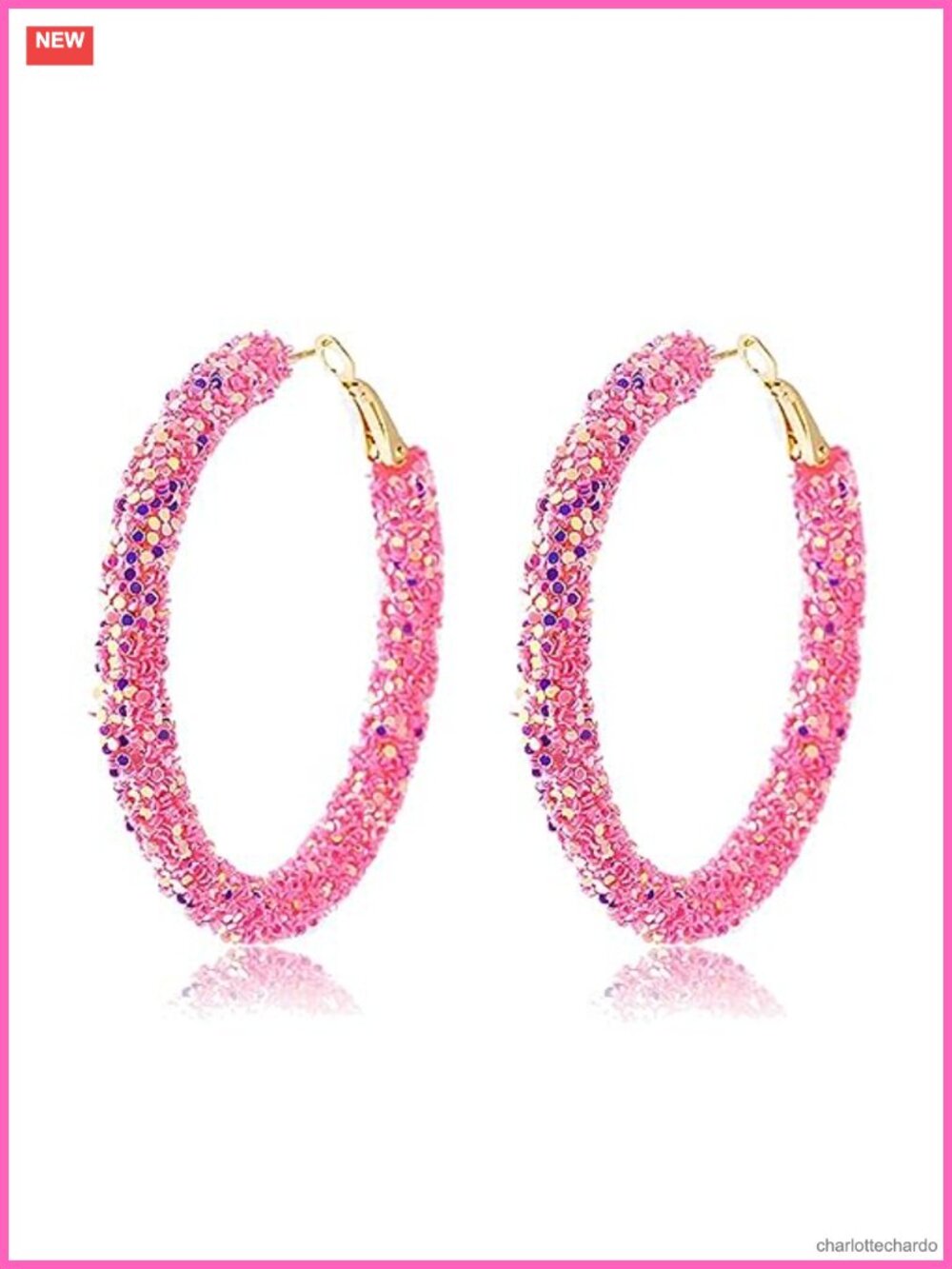Bohemian Glitter Sequins Hoop Earrings Wrapped Gold Plated Circle